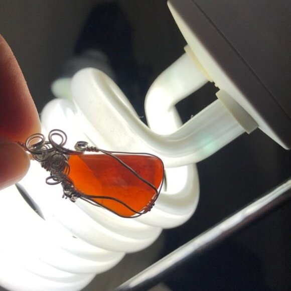 Citrine Agate .925 Silver Wrapped Necklace Pendant - Picture 4 of 6